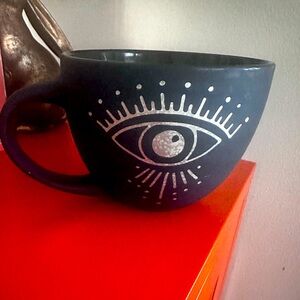 Evil Eye Wide Mouth Matte Coffe Mug Blue Black